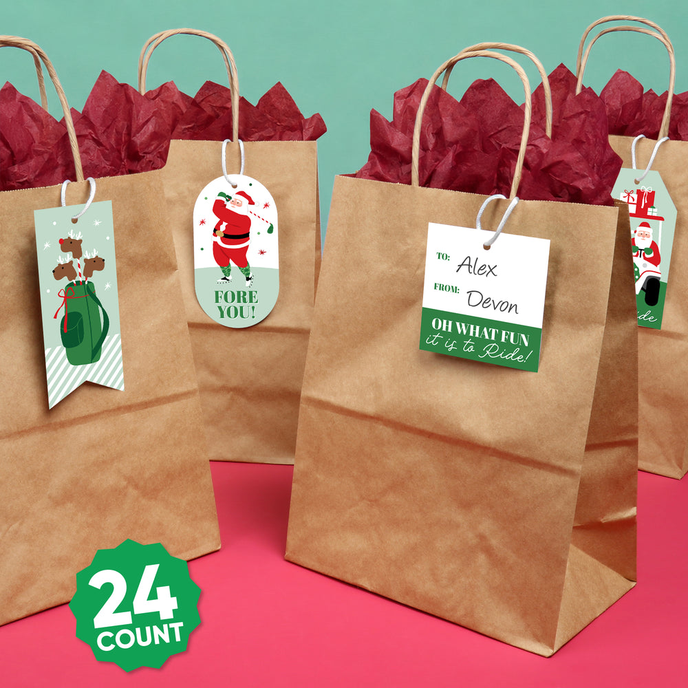 Golfing Santa Gift Tags - 24 Ct