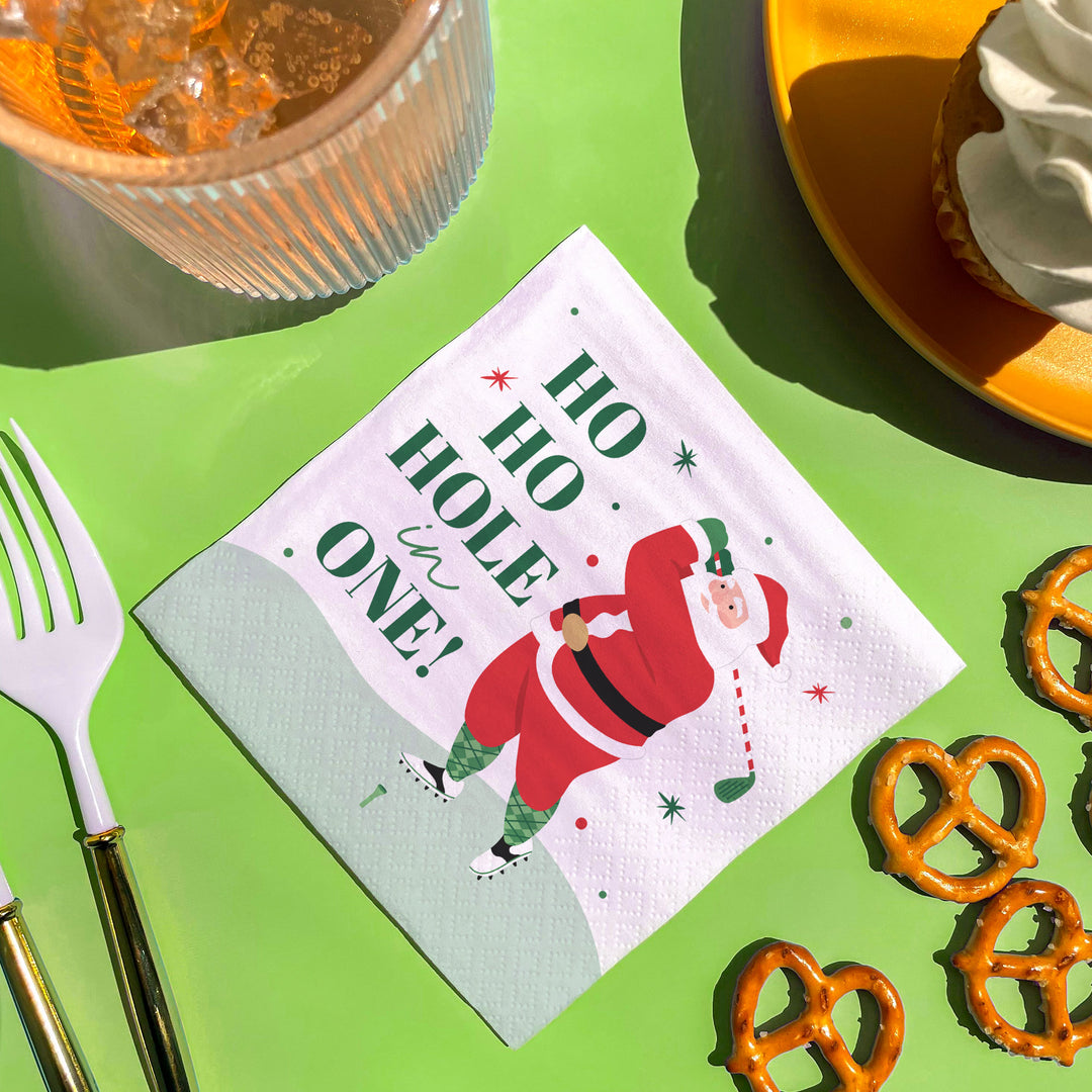 Napkins - Golfing Santa - 24 Ct