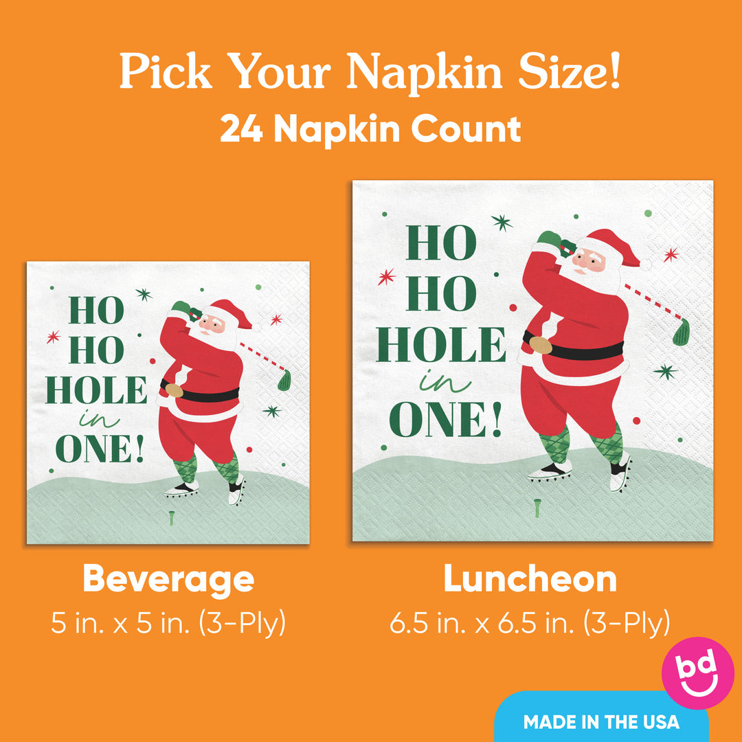 Napkins - Golfing Santa - 24 Ct