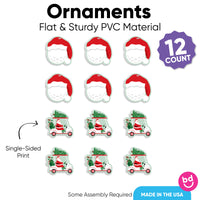 Golfing Santa Christmas Tree Ornaments - 12 Ct