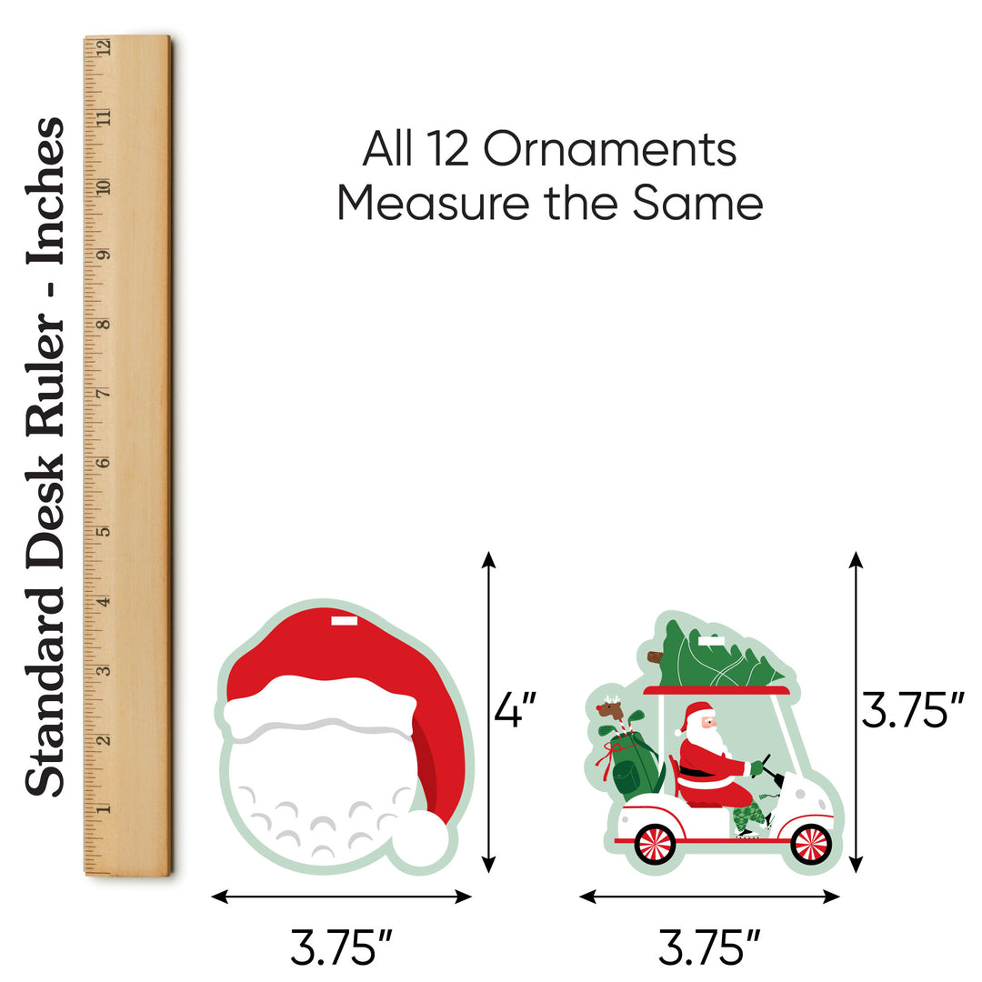 Golfing Santa Christmas Tree Ornaments - 12 Ct