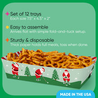 Golfing Santa Paper Food Trays - 12 Ct