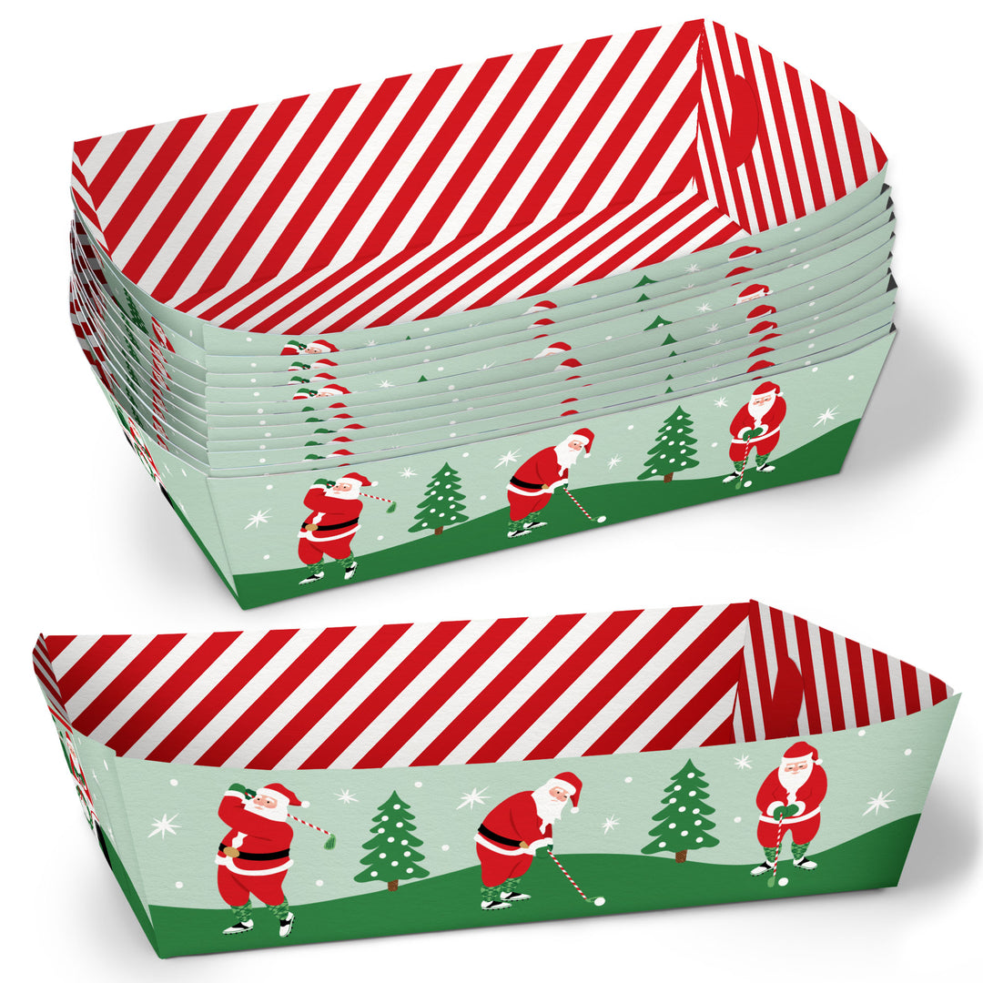 Golfing Santa Paper Food Trays - 12 Ct