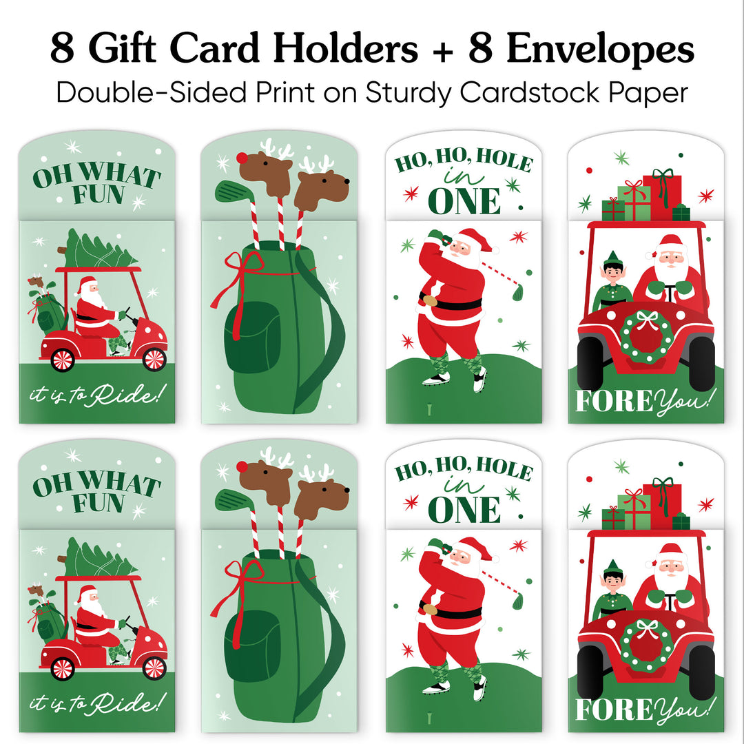 Golfing Santa Nifty Gifty Card Holders - 8 Ct