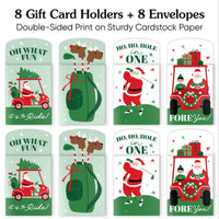 Golfing Santa Nifty Gifty Card Holders - 8 Ct