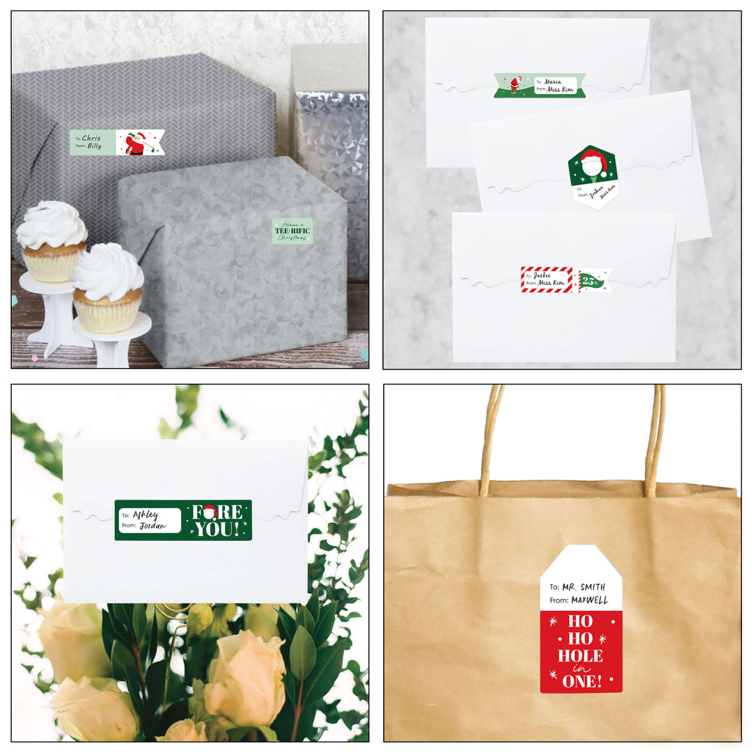 Golfing Santa To and From Stickers - 12 Sheets