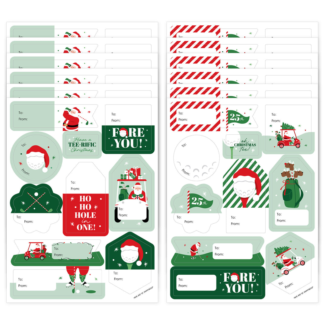 Golfing Santa To and From Stickers - 12 Sheets