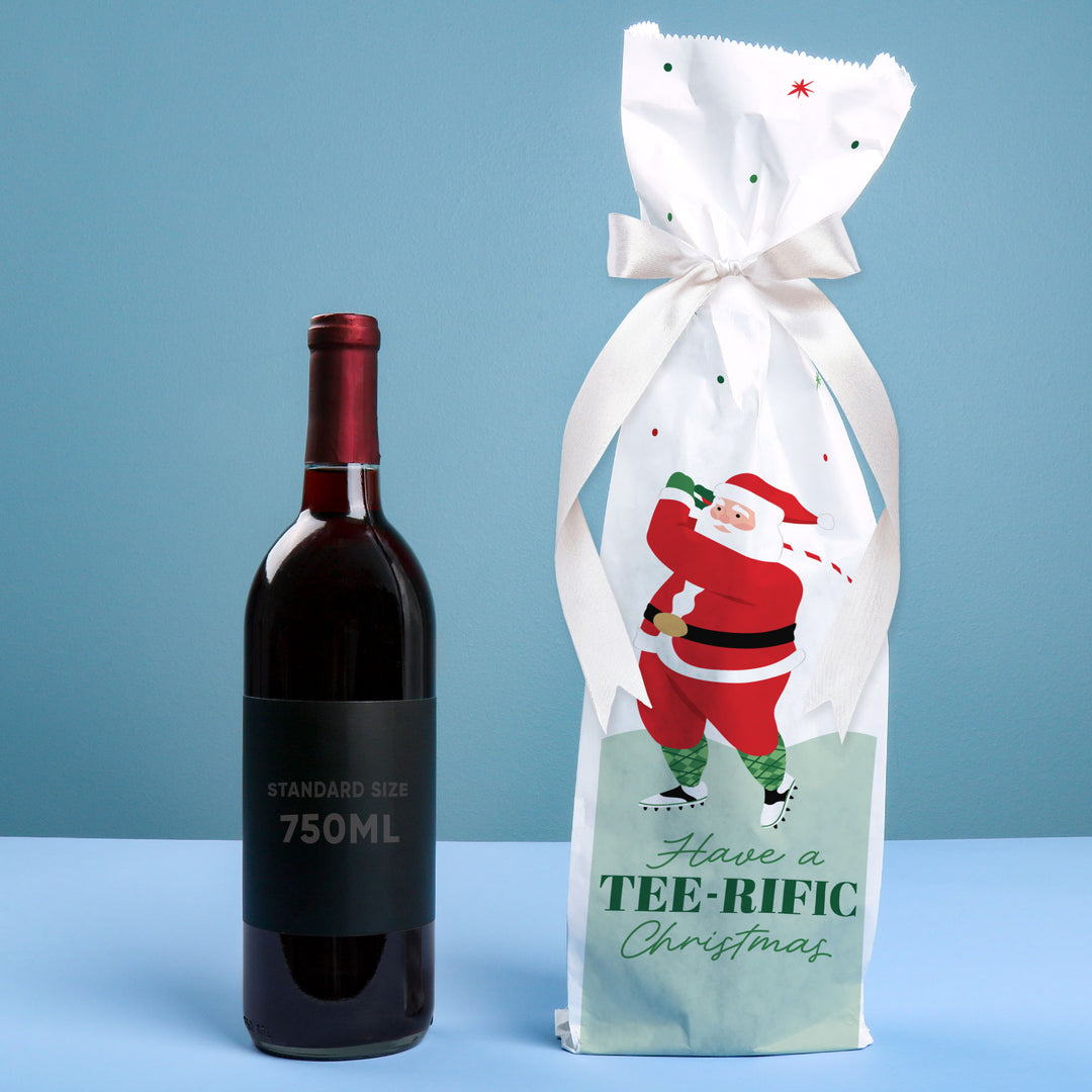 Wine Bags - Golfing Santa