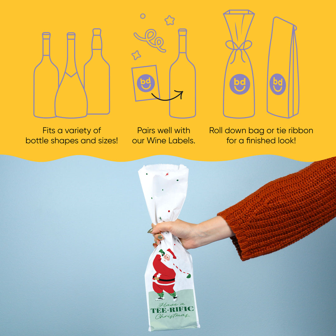 Wine Bags - Golfing Santa