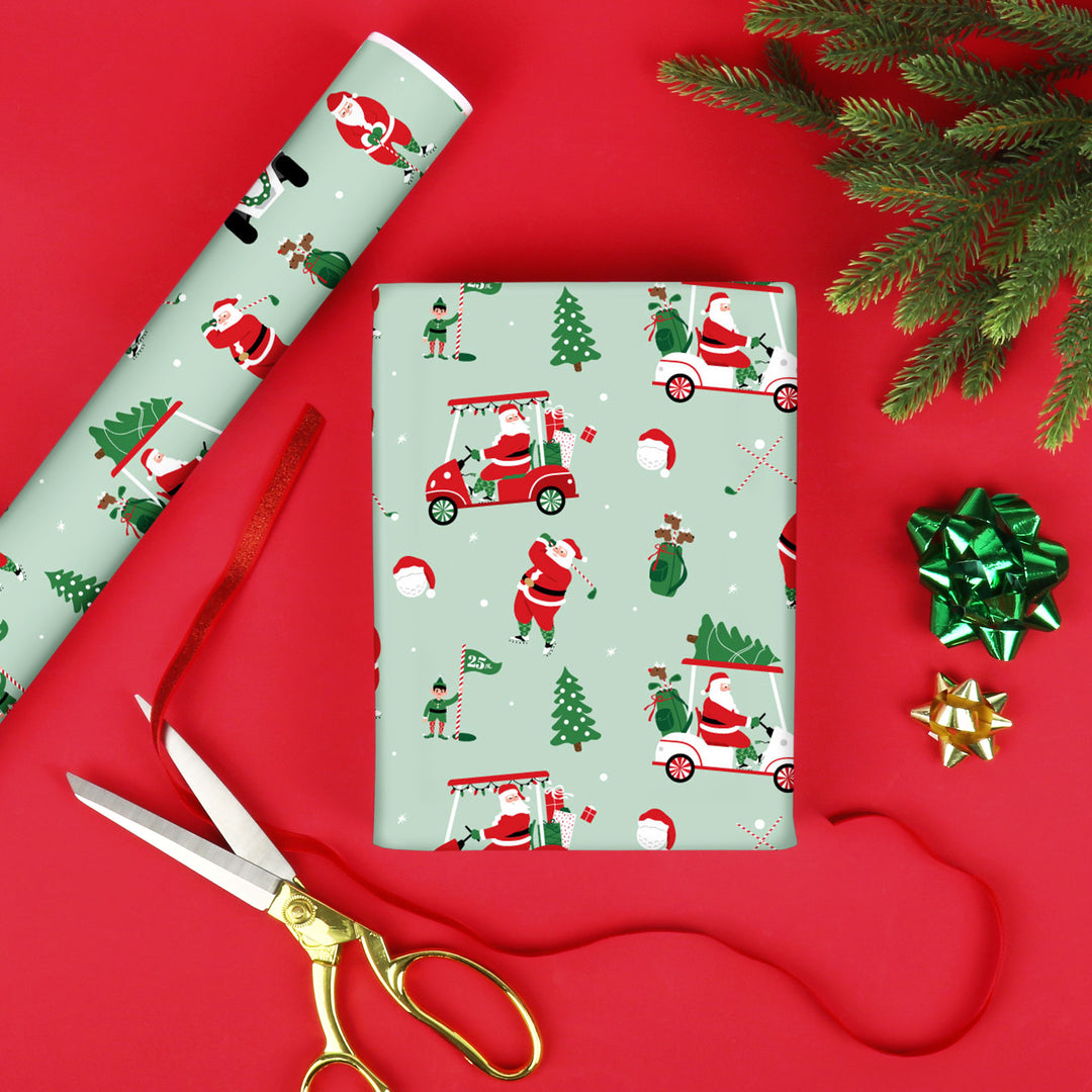 Golfing Santa - Wrapping Paper