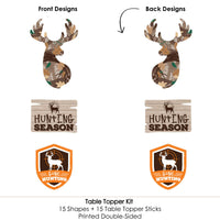 Gone Hunting - Deer Hunting Camo Party Centerpiece Sticks - Table Toppers - Set of 15