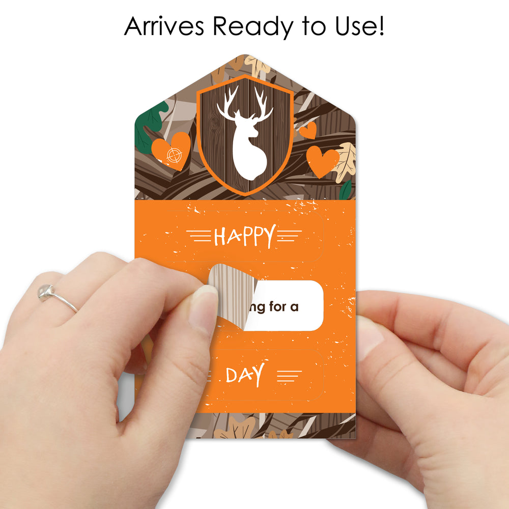 Gone Hunting - Deer Hunting Camo Cards for Kids - Happy Valentine’s Day Pull Tabs - Set of 12