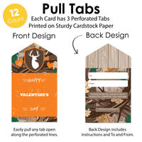 Gone Hunting - Deer Hunting Camo Cards for Kids - Happy Valentine’s Day Pull Tabs - Set of 12