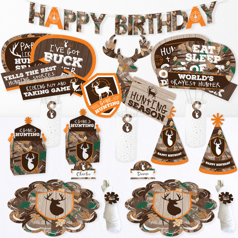 Gone Hunting - Deer Hunting Camo Happy Birthday Party Supplies Kit - Ready to Party Pack - 8 Guests