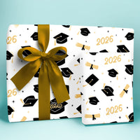 Black & Gold Graduation Wrapping Paper, Class of 2026