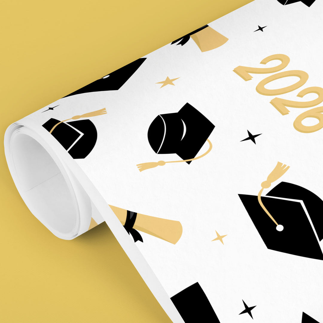 Black & Gold Graduation Wrapping Paper, Class of 2026