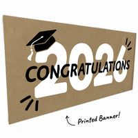 Black and white 2026 graduation banner close-up