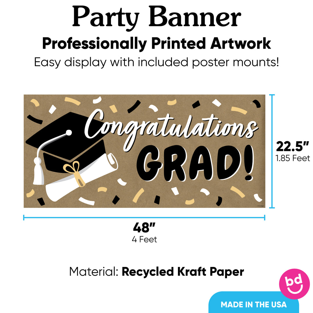 Black and white Class of 2026 banner on kraft paper