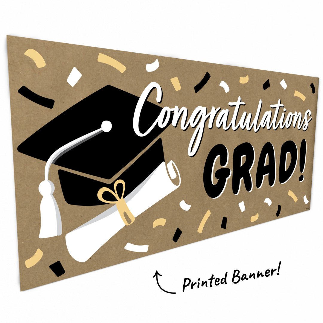 Black and white 2026 graduation banner close-up