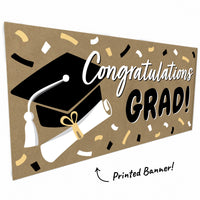 Black and white 2026 graduation banner close-up