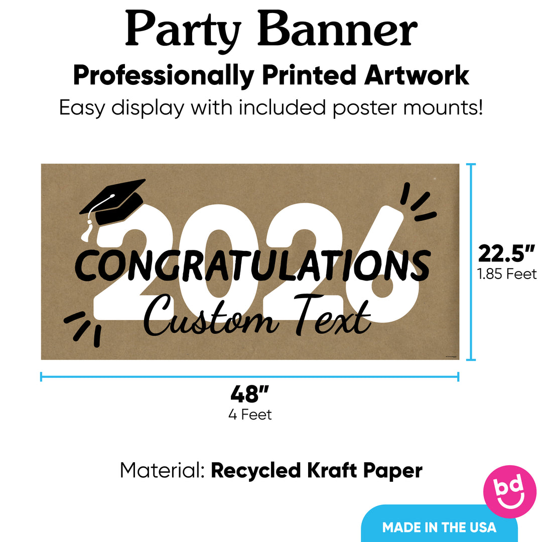 Black and white Class of 2026 banner with mounts