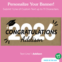 Custom name black and white 2026 graduation banner
