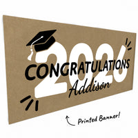 Black and white 2026 graduation banner close-up