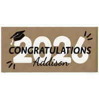 Black and white Class of 2026 graduation banner decor