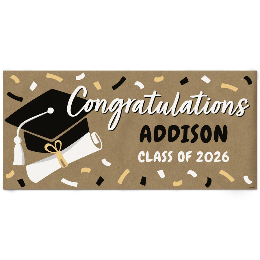 Black graduation kraft paper banner personalized decor