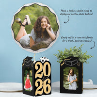 Black & Gold Graduation Photo Centerpieces - 8 Ct