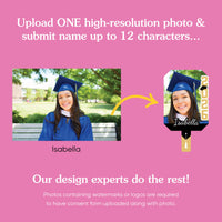 Custom Grad Black & Gold Photo Paddle 1, 3, 6, or 12 Pc