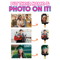 Custom Grad Black & Gold Photo Paddle 1, 3, 6, or 12 Pc