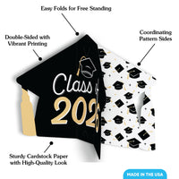 Black & Gold Graduation 3D Centerpieces - 8 Ct