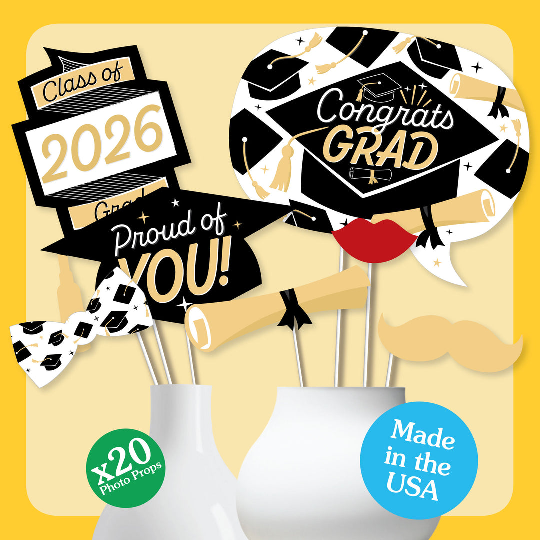 Goodbye High School, Hello College - 2026 Graduation Party Photo Booth Props Kit - 20 Count