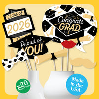 Goodbye High School, Hello College - 2026 Graduation Party Photo Booth Props Kit - 20 Count