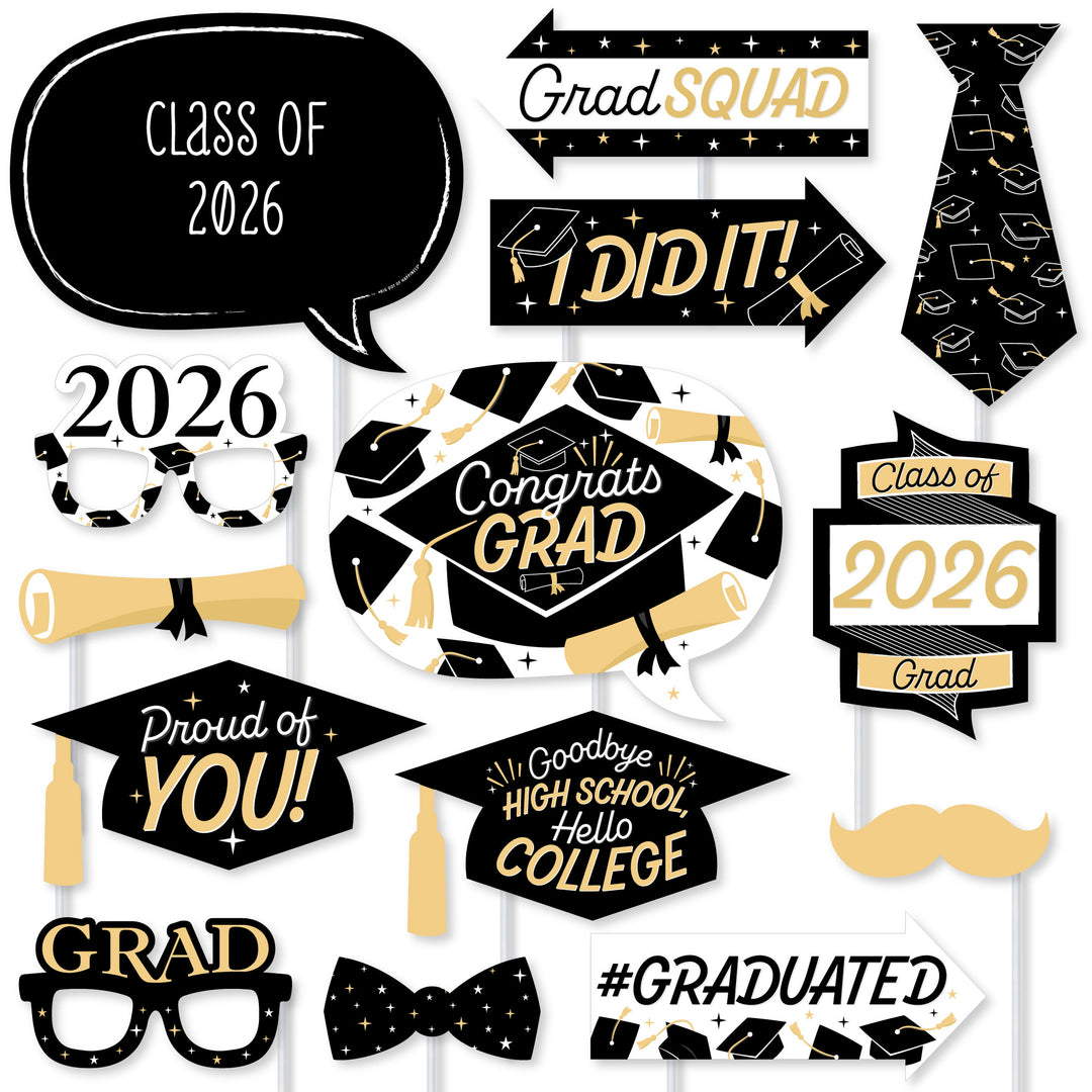 Goodbye High School, Hello College - 2026 Graduation Party Photo Booth Props Kit - 20 Count