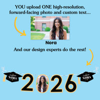 Custom Photo Black & Gold Grad Letter Banner