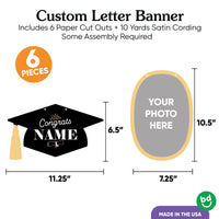 Custom Photo Black & Gold Grad Letter Banner