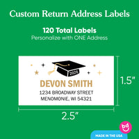 Custom Text Gold Graduation Return Address Labels - 120 Ct (Copy)