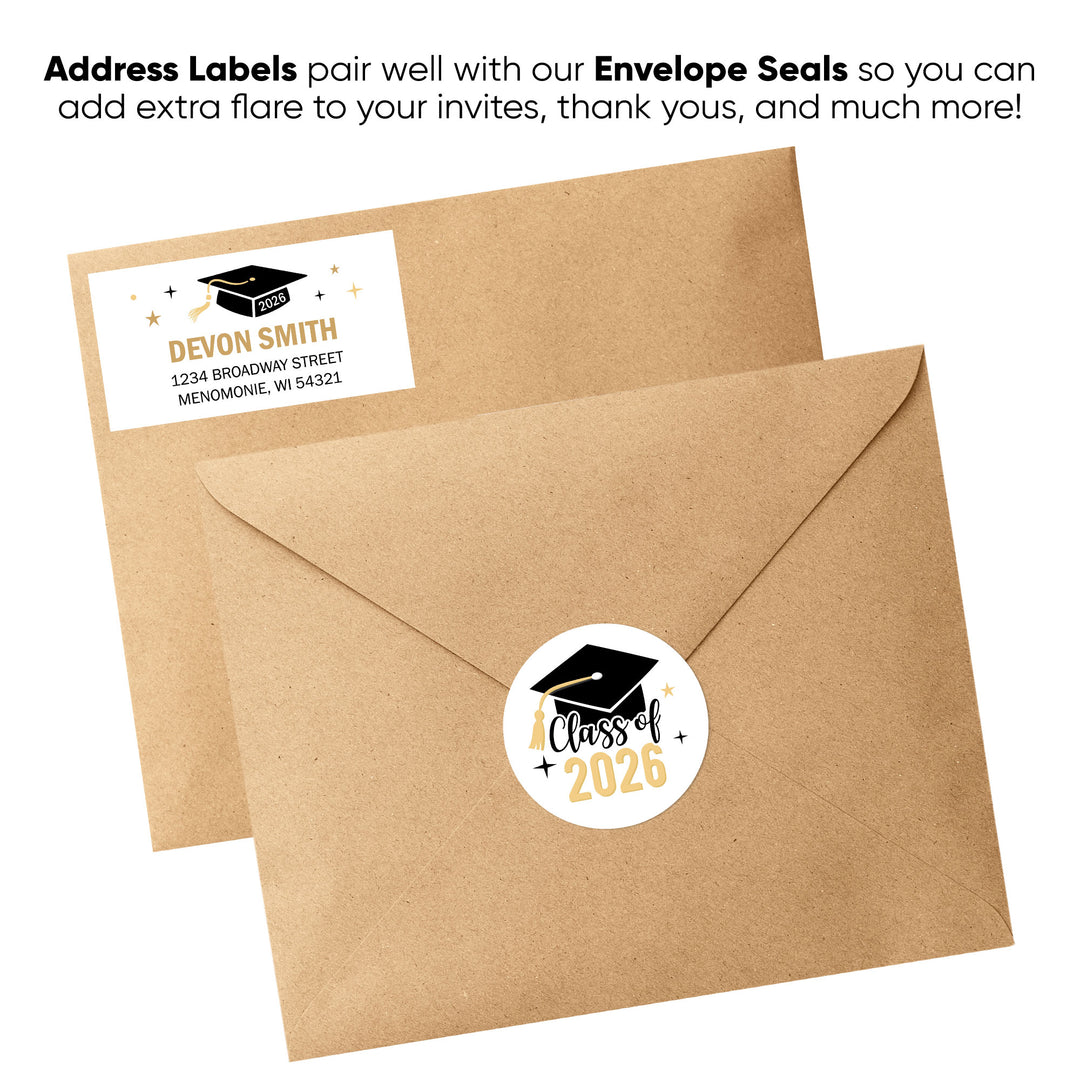 Custom Text Gold Graduation Return Address Labels - 120 Ct (Copy)