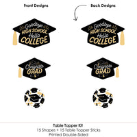 Goodbye High School, Hello College - Graduation Party Centerpiece Sticks - Table Toppers - Set of 15