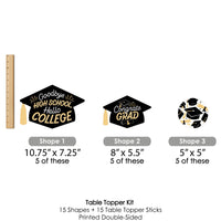 Goodbye High School, Hello College - Graduation Party Centerpiece Sticks - Table Toppers - Set of 15