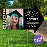 Custom Black & Gold Grad Yard Sign Arrows - 1 Ct