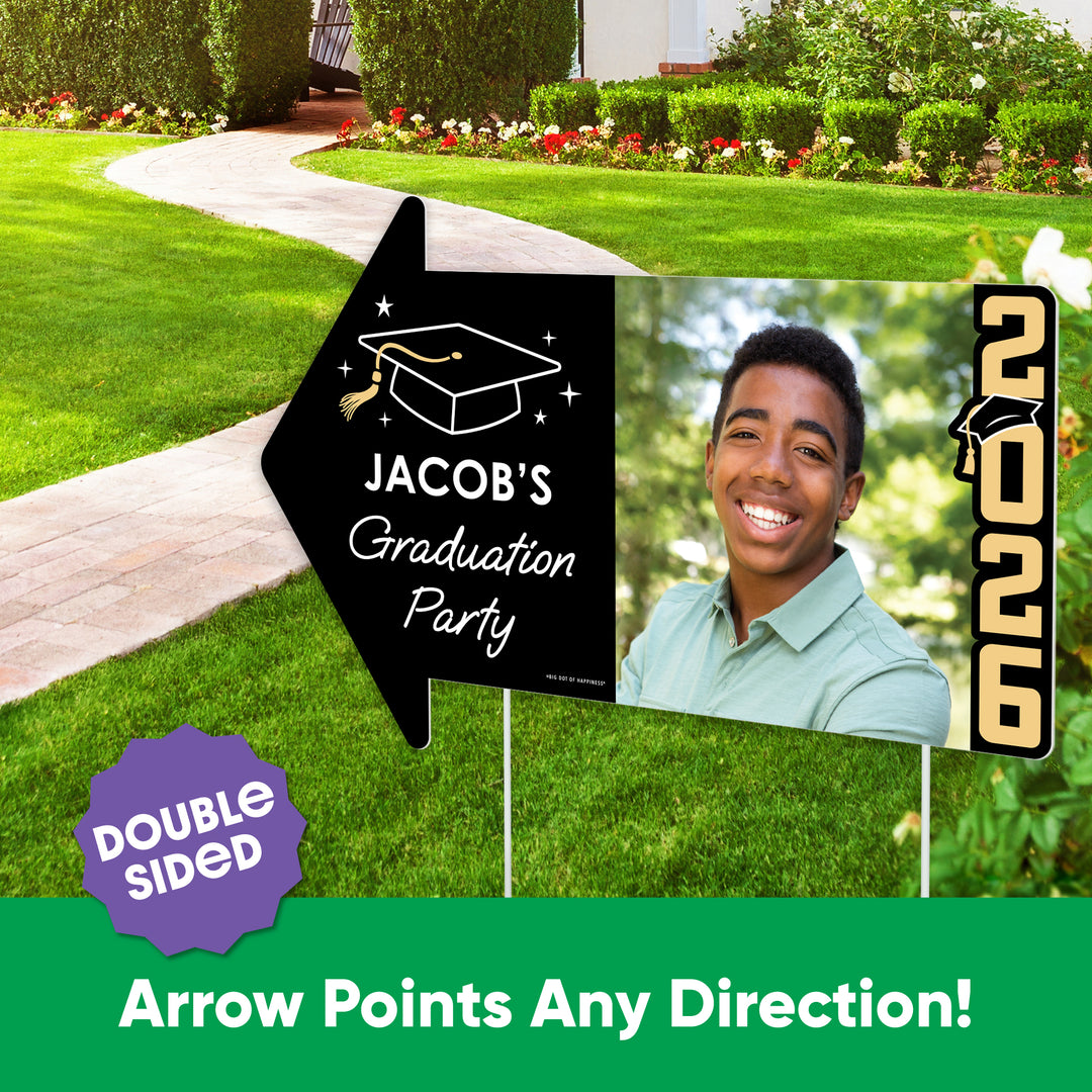 Custom Black & Gold Grad Yard Sign Arrows - 1 Ct