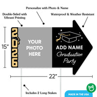 Custom Black & Gold Grad Yard Sign Arrows - 1 Ct