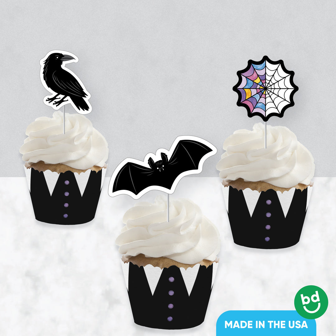 Goth Girl Cupcake Wrappers and Treat Picks - 24 Ct