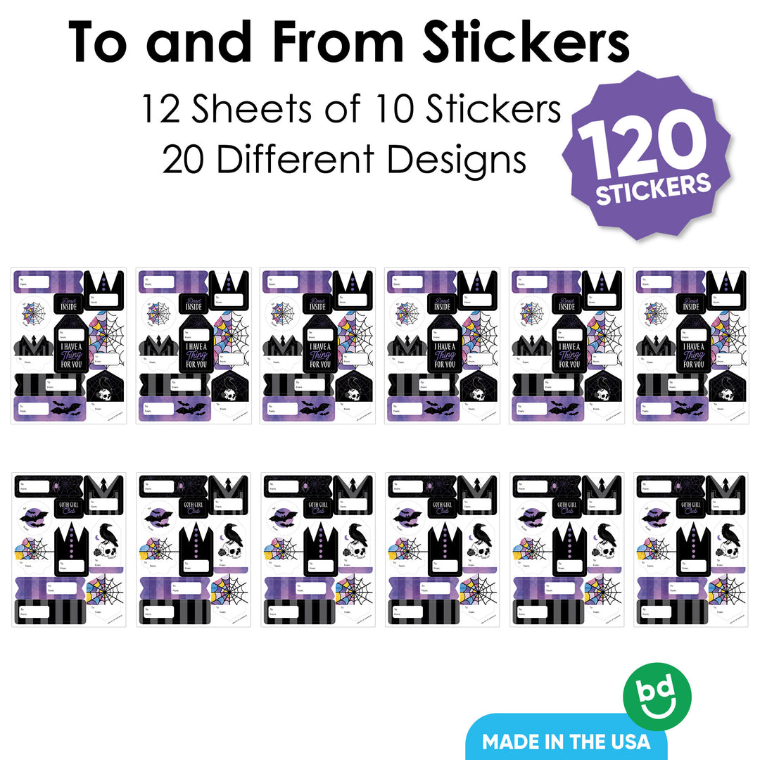 Goth Girl To and From Stickers - 12 Sheets