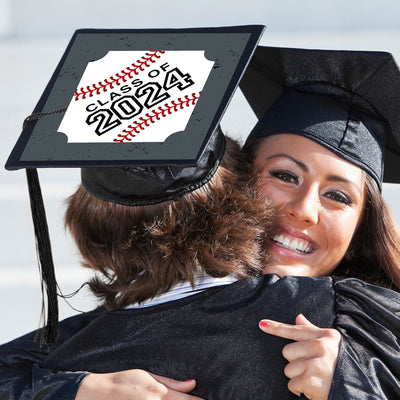 Grad Baseball - 2024 Graduation Cap Decorations Kit - Grad Cap Cover