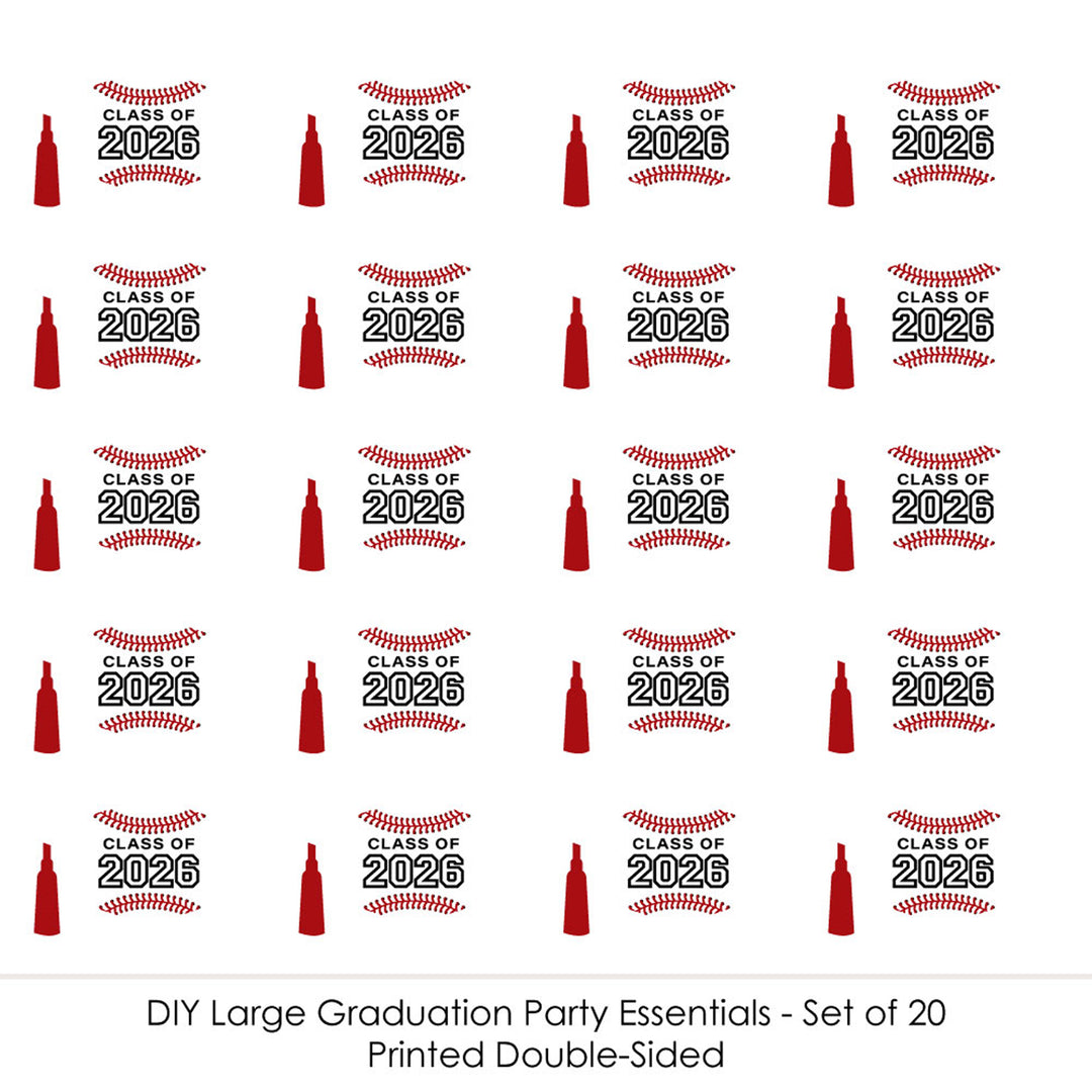 Grad Baseball - Grad Cap Decorations DIY 2026 Graduation Party Large Party Essentials - Set of 20