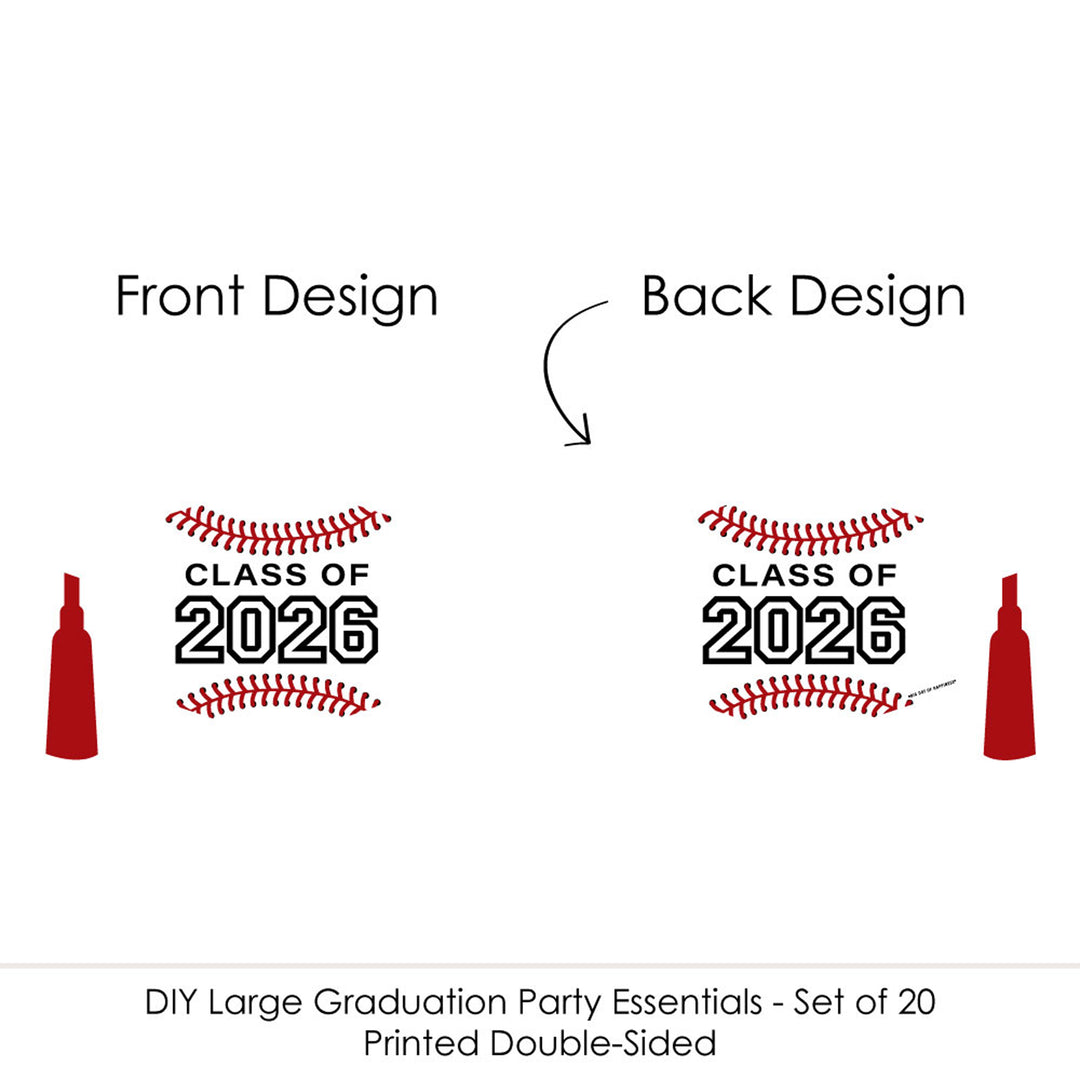Grad Baseball - Grad Cap Decorations DIY 2026 Graduation Party Large Party Essentials - Set of 20